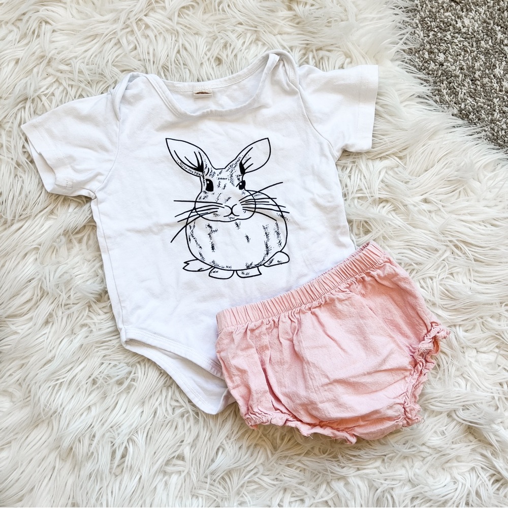 Bunny Rabbit Baby Outfit Set Easter Spring 12M Bloomer Set